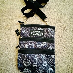 Harley-Davidson Black Messenger Bag with Zippered Compartments